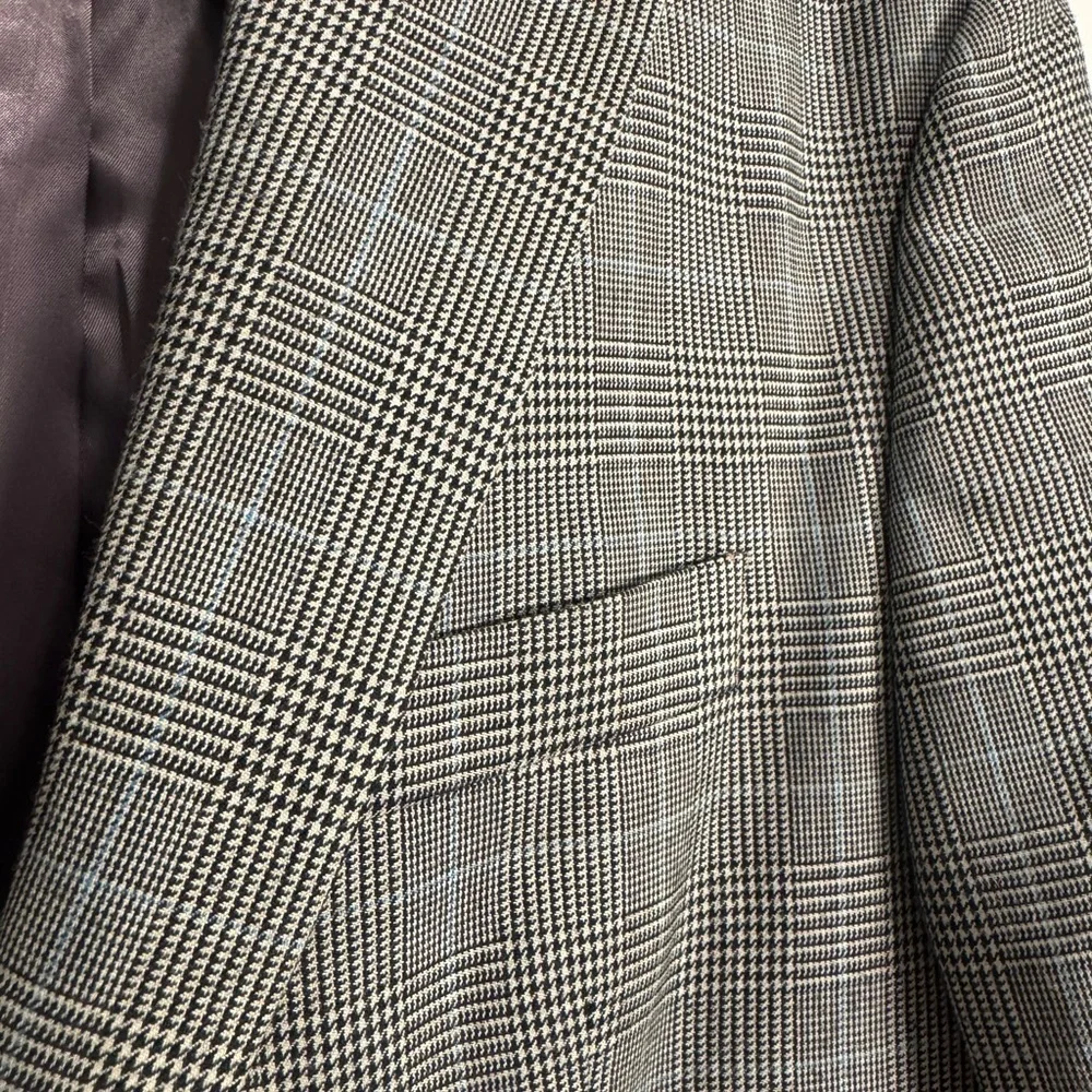 RALPH LAUREN HOUDSTOOTH PLAID SPORT COAT JACKET black blue 40S